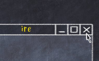 Tarayıcı penceresini başlık öfkesiyle kapatılıyor. Tebeşir çizimi. Sorunlarla başa çıkma kavramı