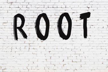 Beyaz tuğla duvara siyah boya ile yazılmış yazı kökü.