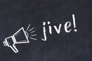 Hoparlör çizimi ve yazıt jive ile siyah karatahta