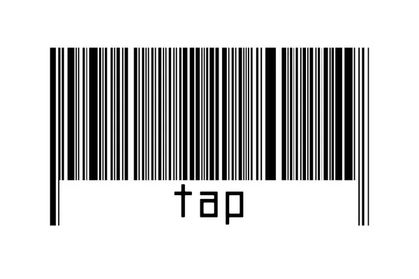 Barcode Λευκό Φόντο Επιγραφή Πατήστε Παρακάτω Έννοια Του Εμπορίου Και — Φωτογραφία Αρχείου