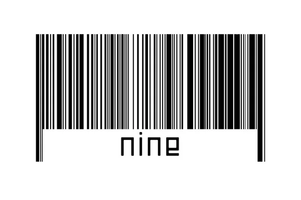 Штрих Код Белом Фоне Надписью Девять Ниже Концепция Торговли Глобализации — стоковое фото