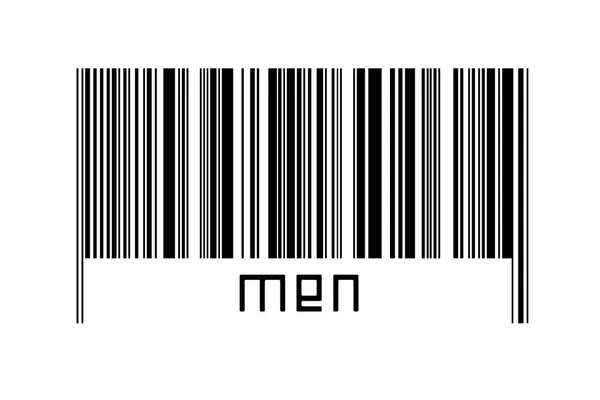 Ψηφιοποίηση Έννοια Barcode Μαύρο Οριζόντιες Γραμμές Επιγραφή Άνδρες Παρακάτω — Φωτογραφία Αρχείου
