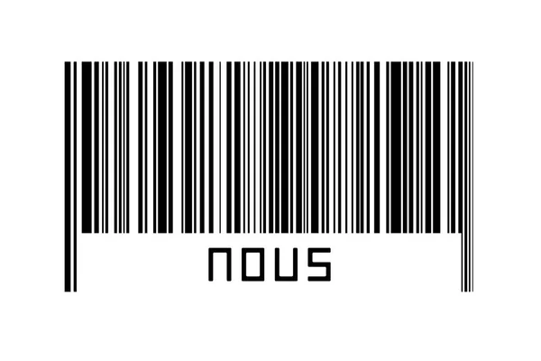 数字化概念 黑色水平线条形码 下方刻有 Nous — 图库照片