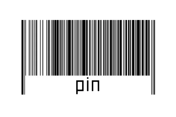 Ψηφιοποίηση Έννοια Barcode Μαύρο Οριζόντιες Γραμμές Καρφίτσα Επιγραφή Παρακάτω — Φωτογραφία Αρχείου