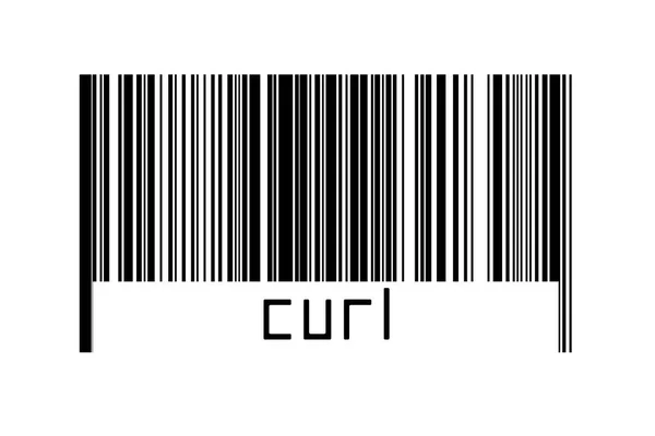 Barcode Auf Weißem Hintergrund Mit Inschrift Curl Unten Konzept Des — Stockfoto