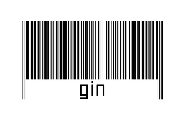 Código Barras Sobre Fundo Branco Com Inscrição Gin Abaixo Conceito — Fotografia de Stock