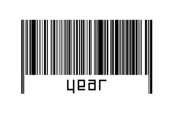 Штрих Код Білому Тлі Написом Рік Нижче Концепція Торгівлі Глобалізації — стокове фото