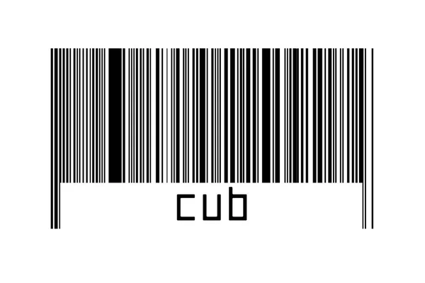 Barcode Λευκό Φόντο Επιγραφή Cub Παρακάτω Έννοια Του Εμπορίου Και — Φωτογραφία Αρχείου