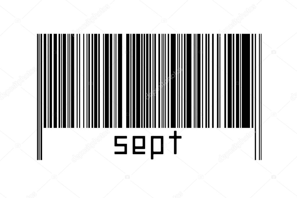 Barcode on white background with inscription sept below. Concept of trading and globalization