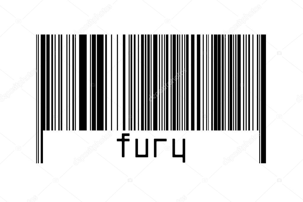 Digitalization concept. Barcode of black horizontal lines with inscription fury below.