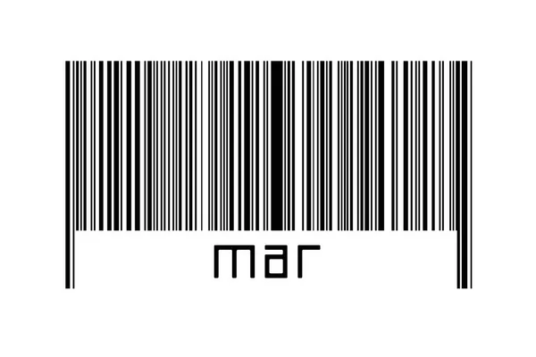 Barcode Λευκό Φόντο Επιγραφή Mar Παρακάτω Έννοια Του Εμπορίου Και — Φωτογραφία Αρχείου