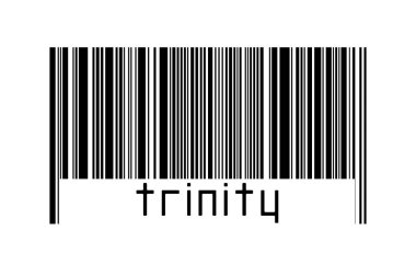 Altında yazıt üçlemesi olan beyaz arka planda bir barkod. Ticaret ve küreselleşme kavramı