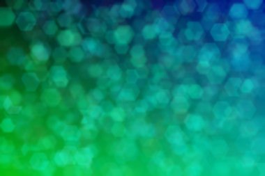 Yeşil ve mavi renkli renklerle ve altıgen şekilli desenlerle soyut ve güzel harmonik arkaplan.