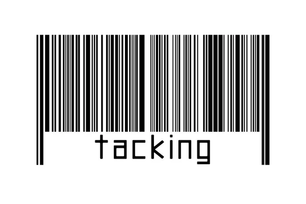 Koncepcja Digitalizacji Kod Kreskowy Czarnych Linii Poziomych Napisem Tacking — Zdjęcie stockowe