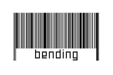 Beyaz arka planda barkod ve yazıtlar aşağıda bükülüyor. Ticaret ve küreselleşme kavramı