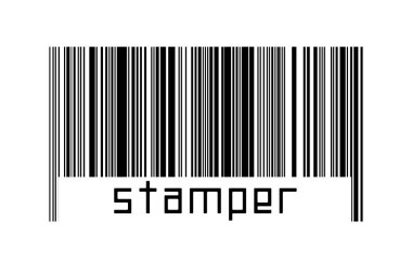 Dijitalleştirme kavramı. Altında yazı pulu olan siyah yatay çizgilerin barkodu.