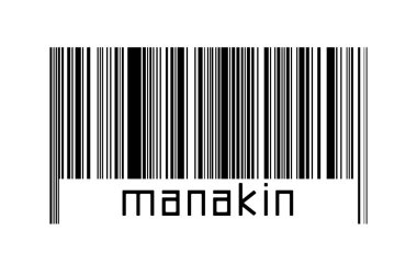 Beyaz arkaplanda barkod ve altında da manakin yazılar var. Ticaret ve küreselleşme kavramı