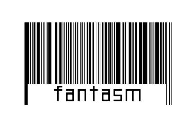 Beyaz arkaplanda barkod ve aşağıda da yazı fantazisi. Ticaret ve küreselleşme kavramı