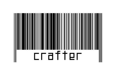 Barcode on white background with inscription crafter below. Concept of trading and globalization