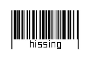 Digitalization concept. Barcode of black horizontal lines with inscription hissing below.