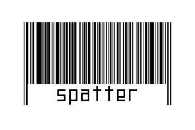 Barcode on white background with inscription spatter below. Concept of trading and globalization