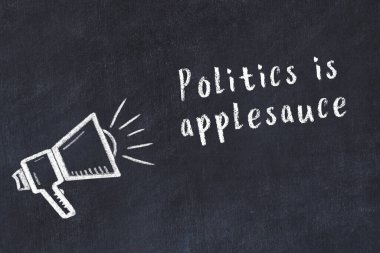 Bilge motivasyonel yazıtlı siyah karatahtaya hoparlör çizimi