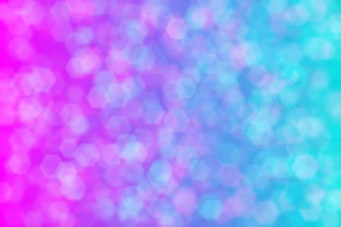 Pembe ve açık mavi soyut çözünmüş arkaplan altıgen şekilli bokeh benekleri ile