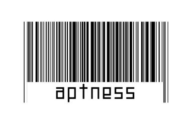 Digitalization concept. Barcode of black horizontal lines with inscription aptness below.