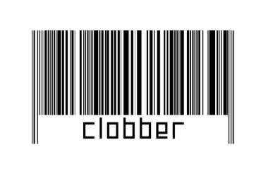 Digitalization concept. Barcode of black horizontal lines with inscription clobber below.