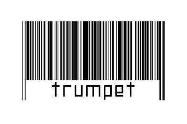 Digitalization concept. Barcode of black horizontal lines with inscription trumpet below.