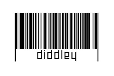Barcode on white background with inscription diddley below. Concept of trading and globalization