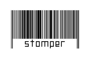 Digitalization concept. Barcode of black horizontal lines with inscription stomper below.