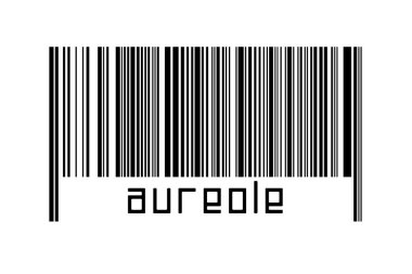 Altında yazıt Aureole yazan beyaz arka planda bir barkod. Ticaret ve küreselleşme kavramı