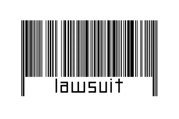 Digitalization Concept Barcode Black Horizontal Lines Inscription Lawsuit — Stock Fotó