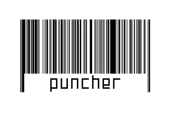Digitaliseringsconcept Barcode Van Zwarte Horizontale Lijnen Met Onderstaande Inscriptie Puncher — Stockfoto