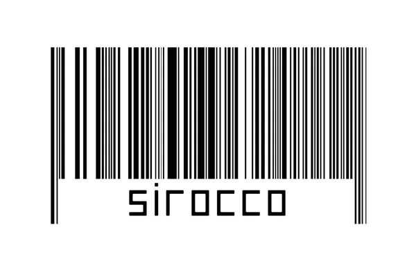 Barcode Auf Weißem Hintergrund Mit Der Aufschrift Sirocco Unten Konzept — Stockfoto