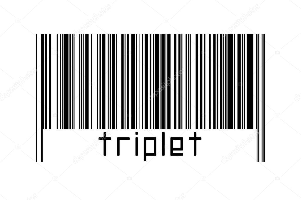 Digitalization concept. Barcode of black horizontal lines with inscription triplet below.