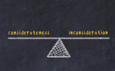 Düşüncelilik ve düşüncesizlik arasındaki denge. Kara tahtaya yazı tahtası çizimi