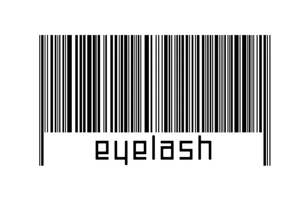 Barcode on white background with inscription eyelash below. Concept of trading and globalization