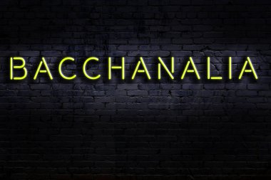 Geceleri duvarda neon levhası var. Yazıt Bacchanalia
