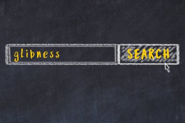 Düşüncesizlik arayışı. Tarayıcı penceresi ve yazıtın tebeşir çizimi