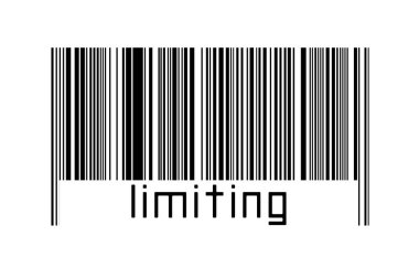 Beyaz arkaplanda barkod ve yazma sınırlaması var. Ticaret ve küreselleşme kavramı