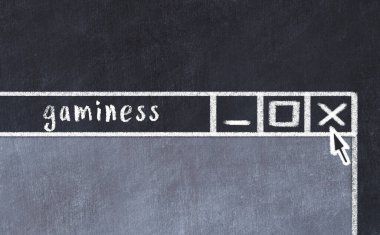 Tarayıcı penceresini başlık oyunculuğu ile kapatılıyor. Tebeşir çizimi. Sorunlarla başa çıkma kavramı