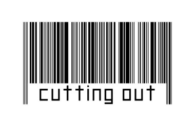 Beyaz arkaplanda barkod ve yazılar aşağıda kesiliyor. Ticaret ve küreselleşme kavramı