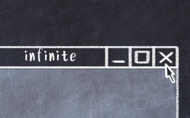 Tarayıcı penceresinin sayfa başlığı yazıtı sonsuz olan tebeşir çizimi  