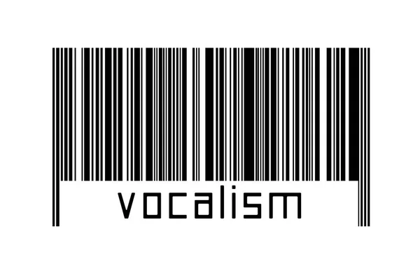 Conceito Digitalização Código Barras Linhas Horizontais Pretas Com Vocalismo Inscrição — Fotografia de Stock