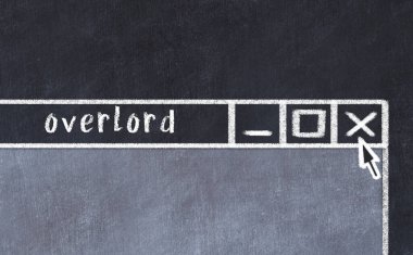 Tarayıcı penceresini sayfa başlığı yazıtlarıyla kapatmanın tebeşir çizimi  