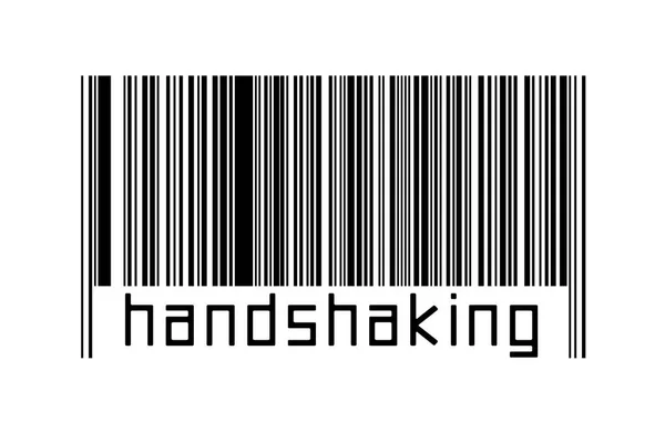 Digitalisierungskonzept Barcode Schwarzer Horizontaler Linien Mit Beschriftung Händeschütteln Unten — Stockfoto