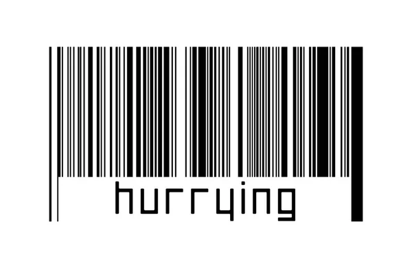 Штрих Код Білому Тлі Написом Поспішає Нижче Концепція Торгівлі Глобалізації — стокове фото