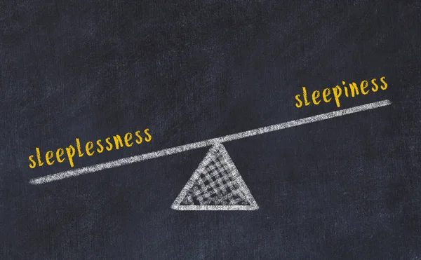 Balance Sleeplessness Sleepiness Chalkboard Drawing Black Chalkboard — Stock Photo, Image